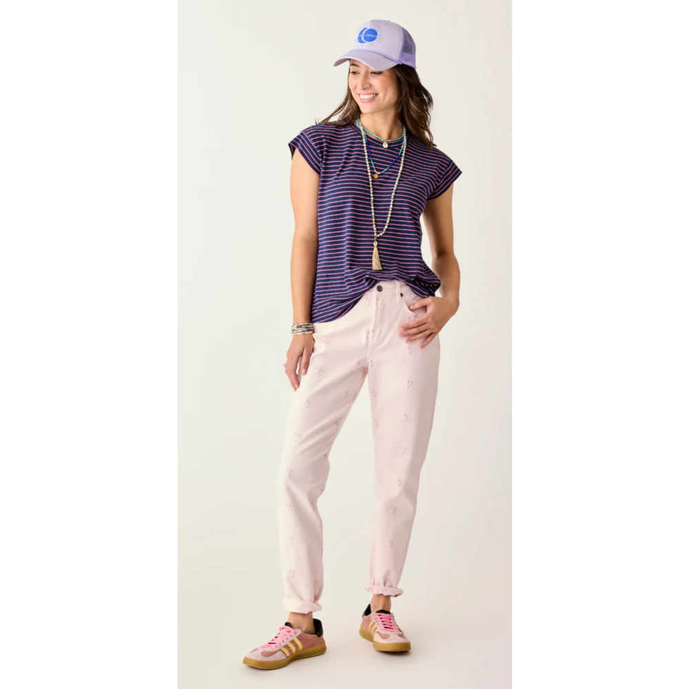 Carve Designs Carson Hi Rise Jeans Pastel Palm Tree Embroidery